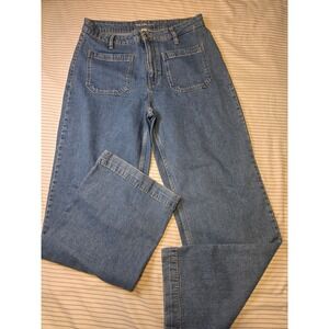 1093 On 34th Women Medium Wash Wide Leg Patch Pocket Jeans Size 10/30